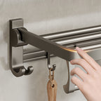 Modern Bathroom Accessories Set in Gray with Bathroom Shelf/Towel Holder/Robe Hooks & Paper Holder