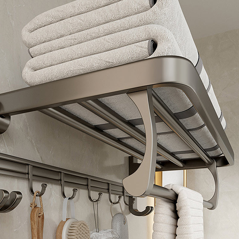 Modern Bathroom Accessories Set in Gray with Bathroom Shelf/Towel Holder/Robe Hooks & Paper Holder