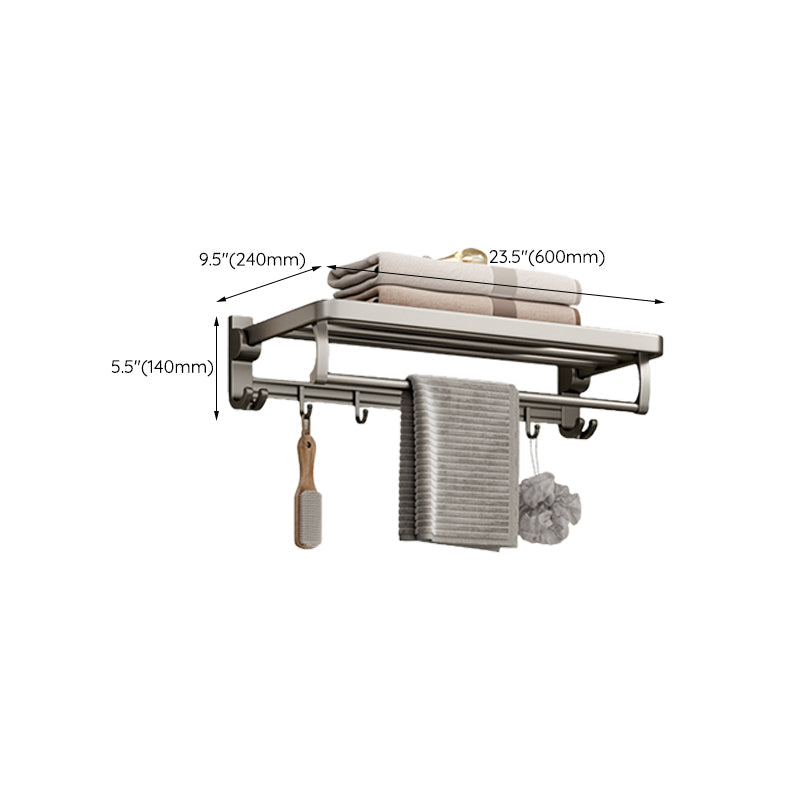 Modern Bathroom Accessories Set in Gray with Bathroom Shelf/Towel Holder/Robe Hooks & Paper Holder