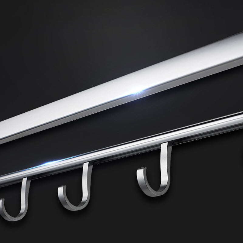 Contemporary bathroom accessory set made of aluminum with towel holder/bath shelf