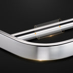 Contemporary bathroom accessory set made of aluminum with towel holder/bath shelf