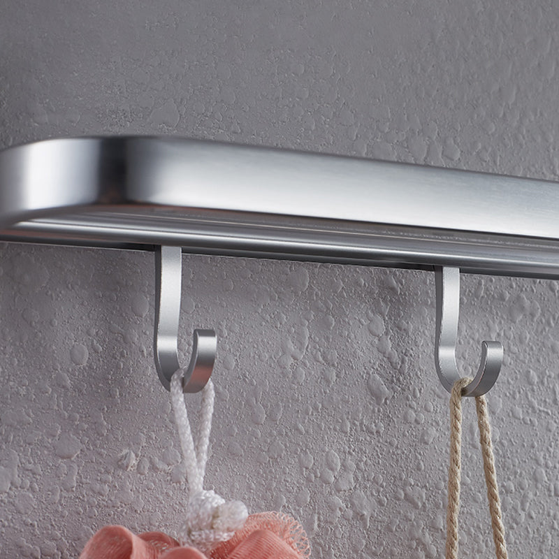 Contemporary bathroom accessory set made of aluminum with towel holder/bath shelf