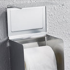 Contemporary bathroom accessory set made of aluminum with towel holder/bath shelf