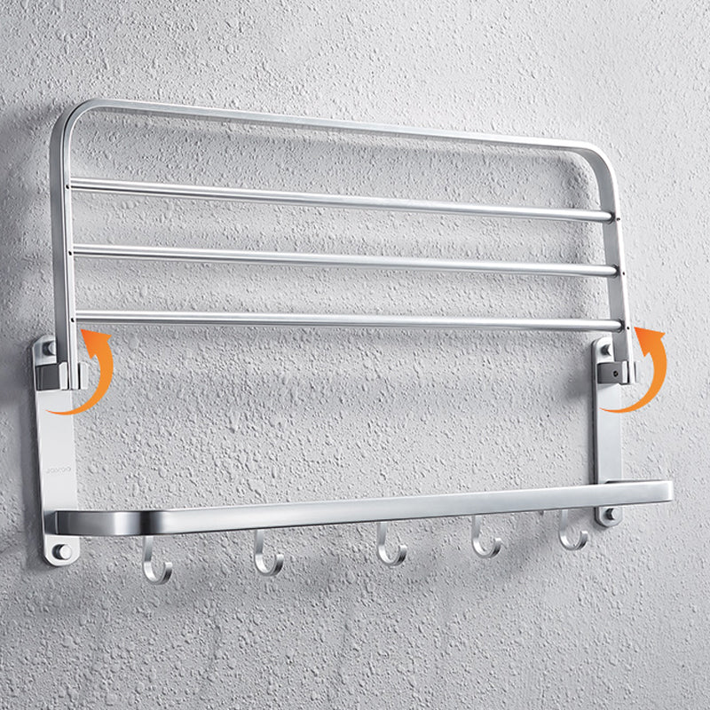 Contemporary bathroom accessory set made of aluminum with towel holder/bath shelf