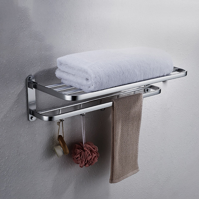 Contemporary bathroom accessory set made of aluminum with towel holder/bath shelf