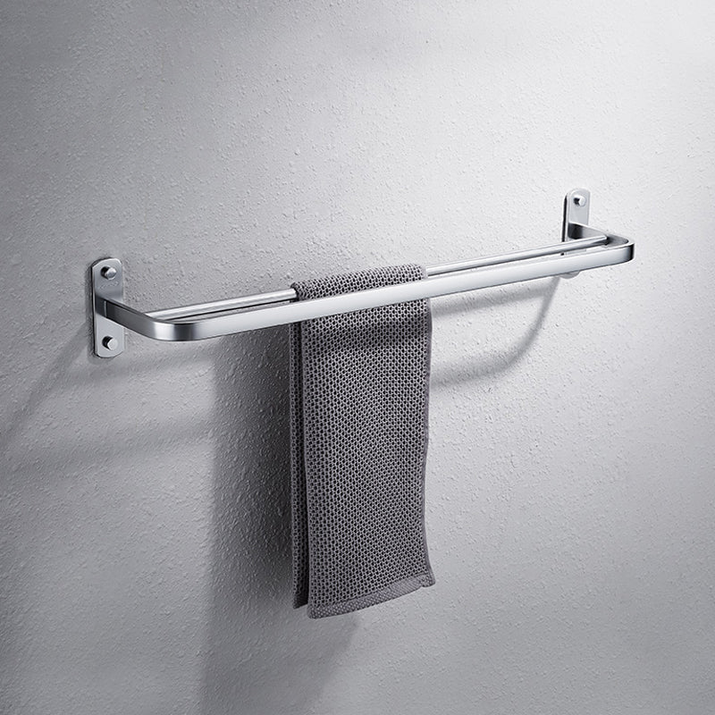 Contemporary bathroom accessory set made of aluminum with towel holder/bath shelf