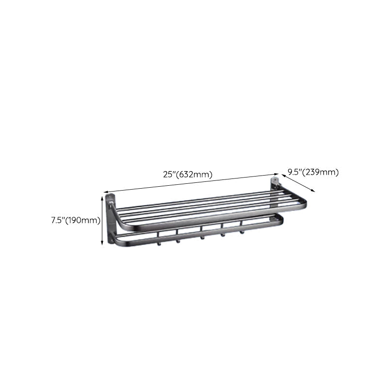 Contemporary bathroom accessory set made of aluminum with towel holder/bath shelf