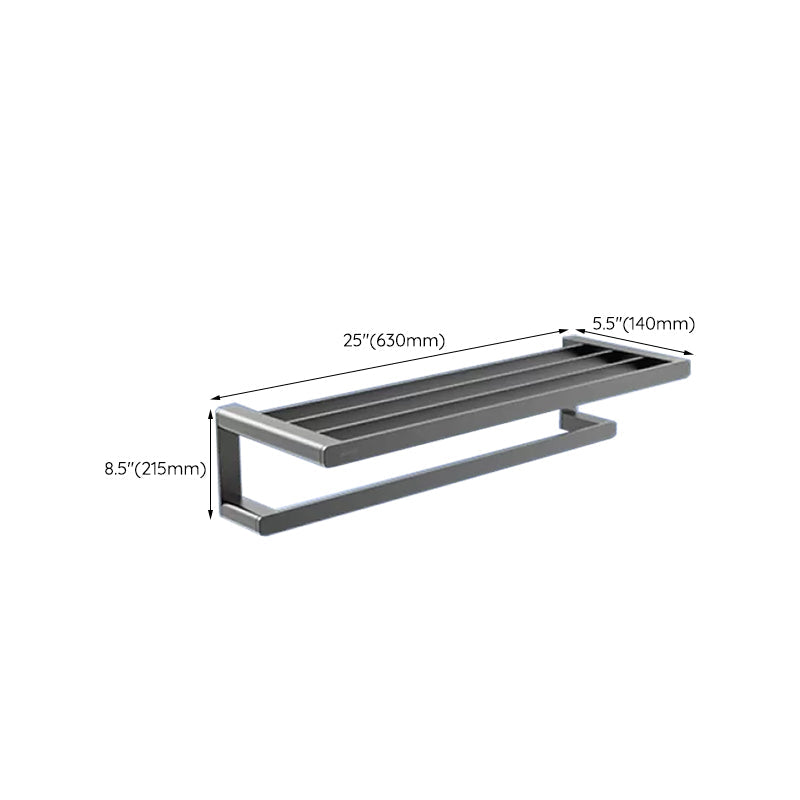 Contemporary bathroom accessory set made of aluminum with towel holder/bath shelf