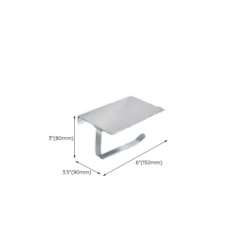 Contemporary bathroom accessory set made of aluminum with towel holder/bath shelf