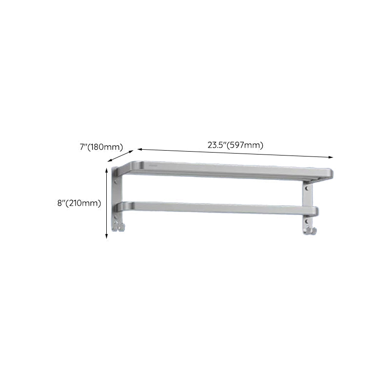 Contemporary bathroom accessory set made of aluminum with towel holder/bath shelf