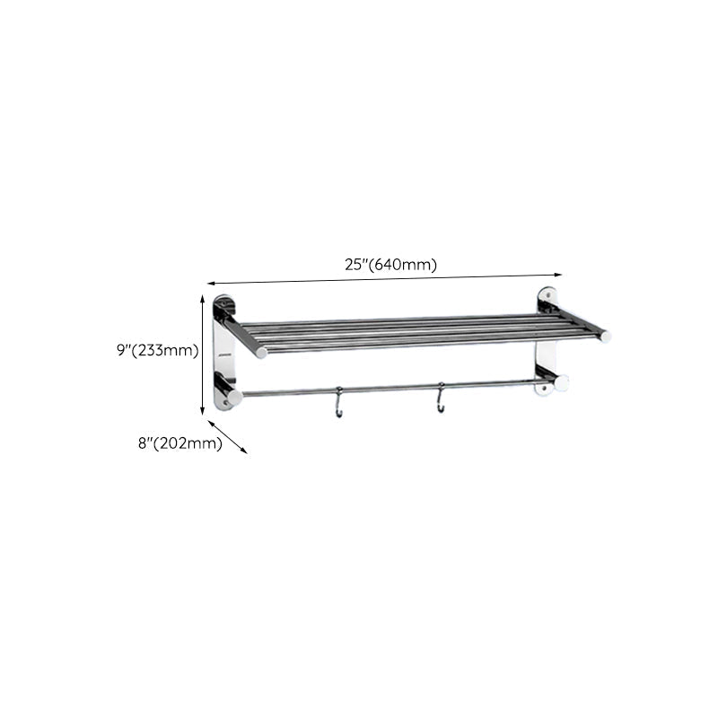 Contemporary bathroom accessory set made of aluminum with towel holder/bath shelf