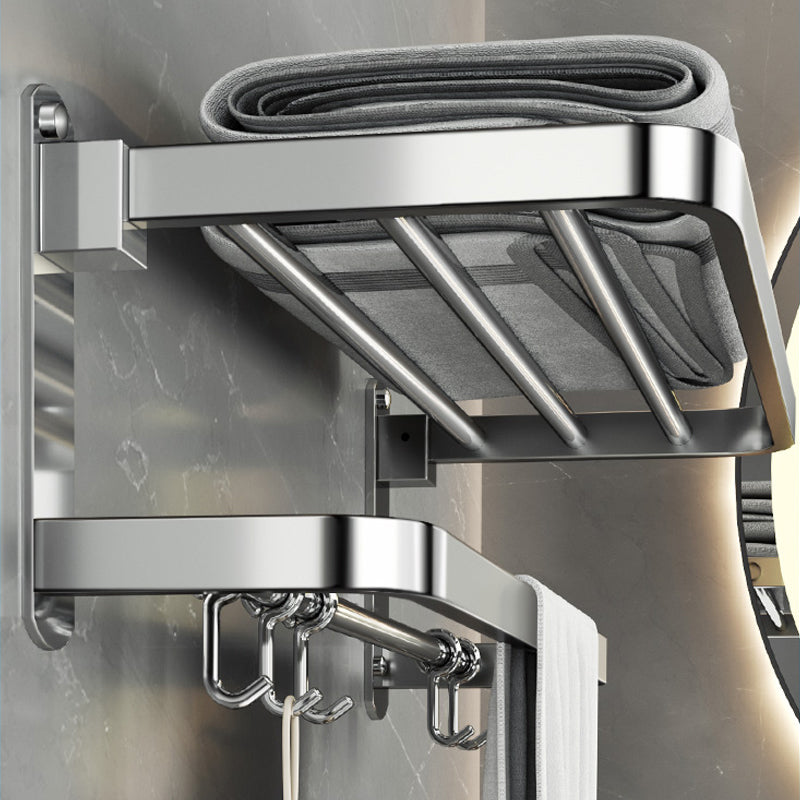 Polished Chrome Modern Bathroom Accessory Set in Stainless Steel with Bath Shelf/Towel Bar