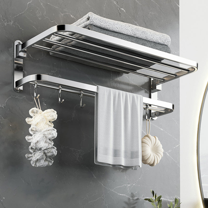 Polished Chrome Modern Bathroom Accessory Set in Stainless Steel with Bath Shelf/Towel Bar