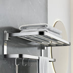 Polished Chrome Modern Bathroom Accessory Set in Stainless Steel with Bath Shelf/Towel Bar
