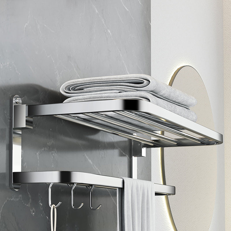 Polished Chrome Modern Bathroom Accessory Set in Stainless Steel with Bath Shelf/Towel Bar
