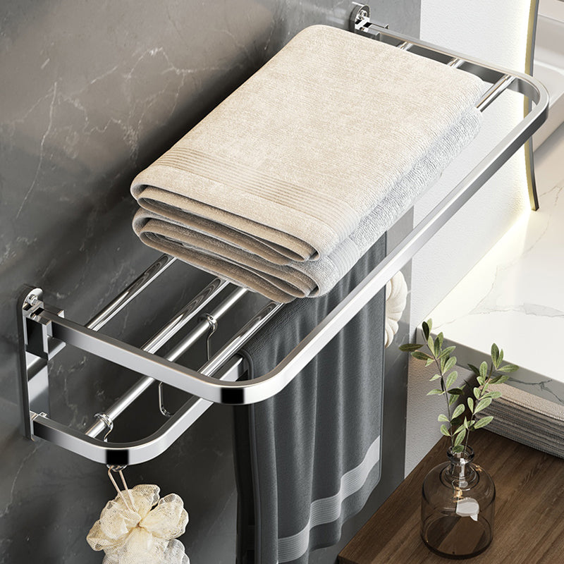 Polished Chrome Modern Bathroom Accessory Set in Stainless Steel with Bath Shelf/Towel Bar