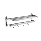 Polished Chrome Modern Bathroom Accessory Set in Stainless Steel with Bath Shelf/Towel Bar