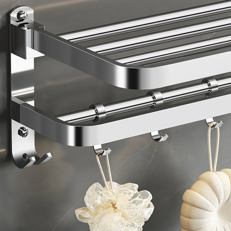 Polished Chrome Modern Bathroom Accessory Set in Stainless Steel with Bath Shelf/Towel Bar