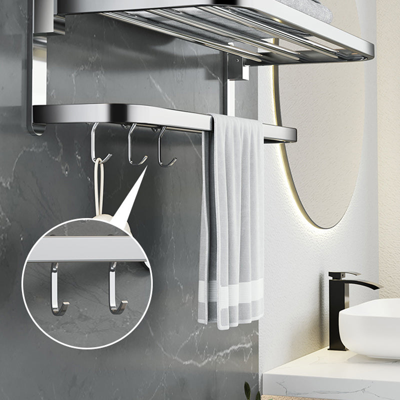 Polished Chrome Modern Bathroom Accessory Set in Stainless Steel with Bath Shelf/Towel Bar