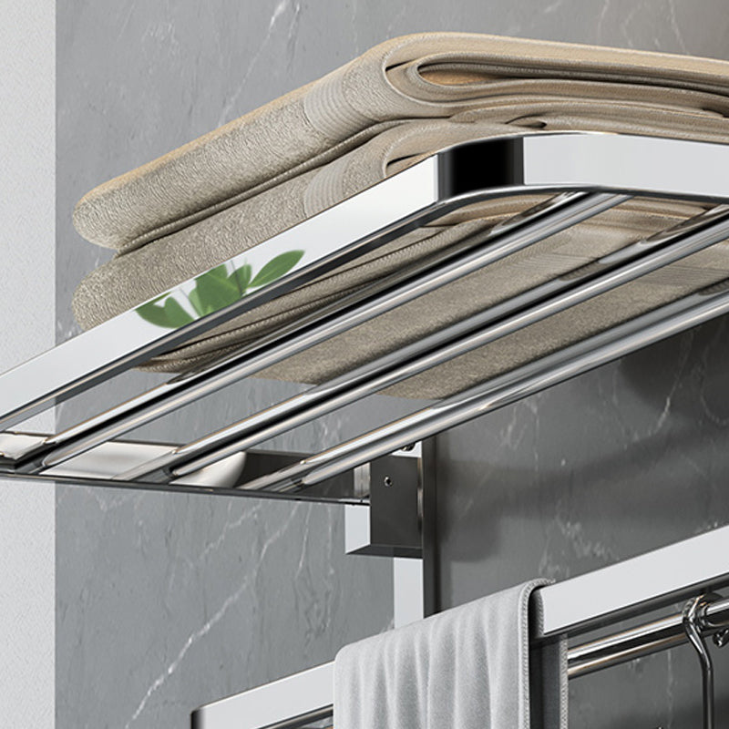 Polished Chrome Modern Bathroom Accessory Set in Stainless Steel with Bath Shelf/Towel Bar