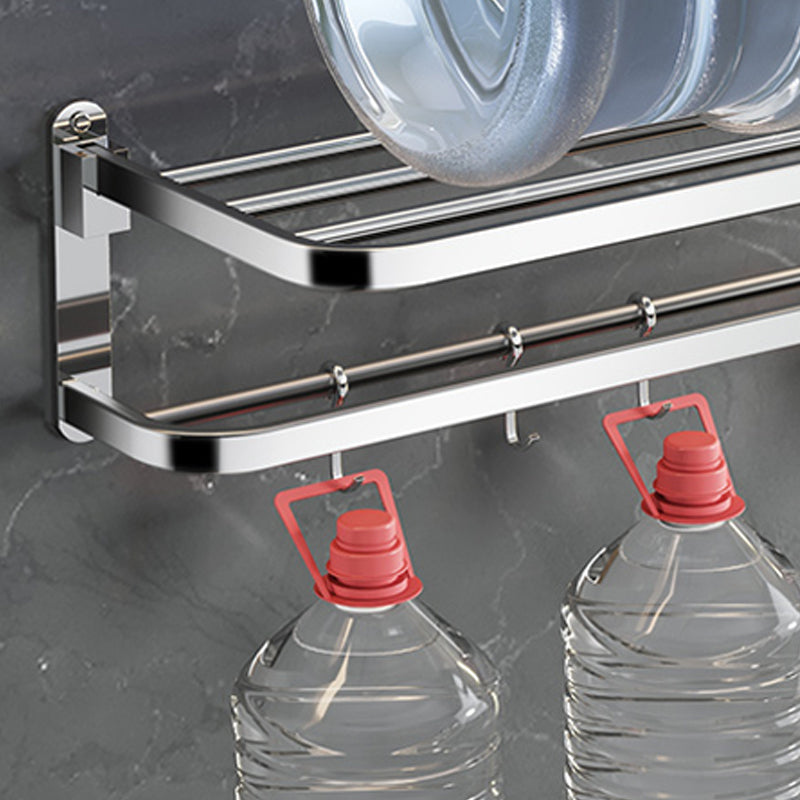 Polished Chrome Modern Bathroom Accessory Set in Stainless Steel with Bath Shelf/Towel Bar