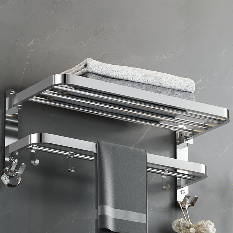 Polished Chrome Modern Bathroom Accessory Set in Stainless Steel with Bath Shelf/Towel Bar