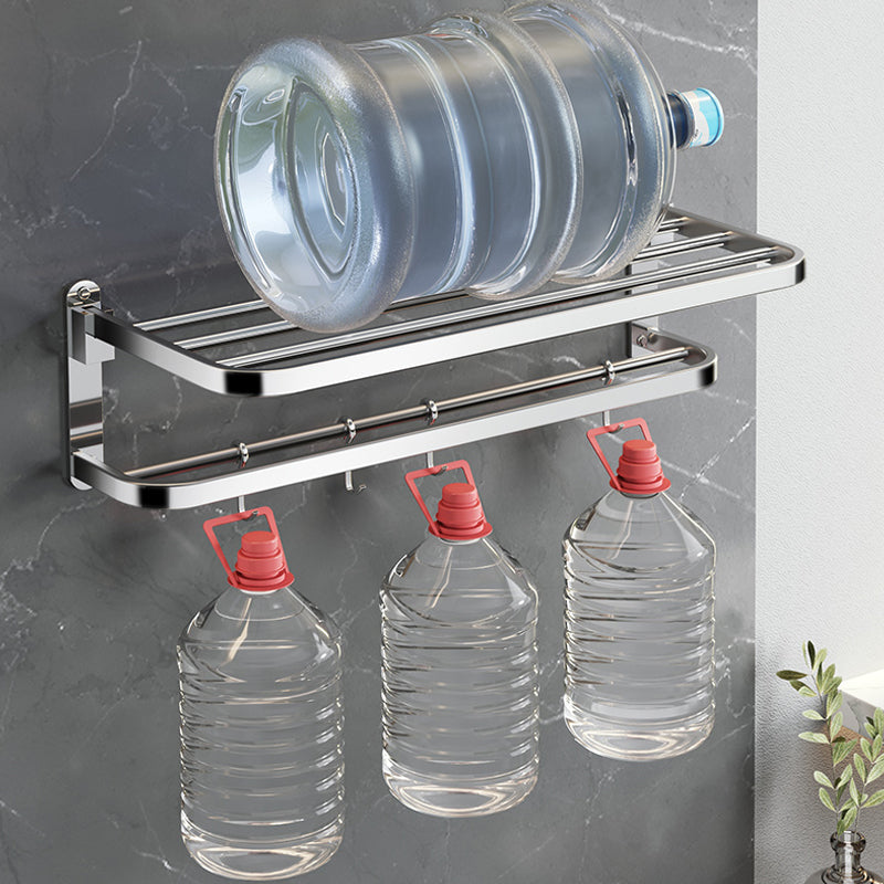 Polished Chrome Modern Bathroom Accessory Set in Stainless Steel with Bath Shelf/Towel Bar