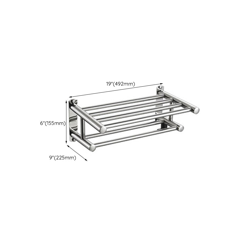 Polished Chrome Modern Bathroom Accessory Set in Stainless Steel with Bath Shelf/Towel Bar