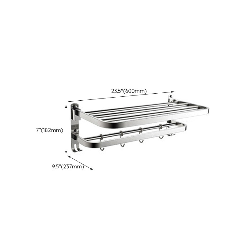 Polished Chrome Modern Bathroom Accessory Set in Stainless Steel with Bath Shelf/Towel Bar