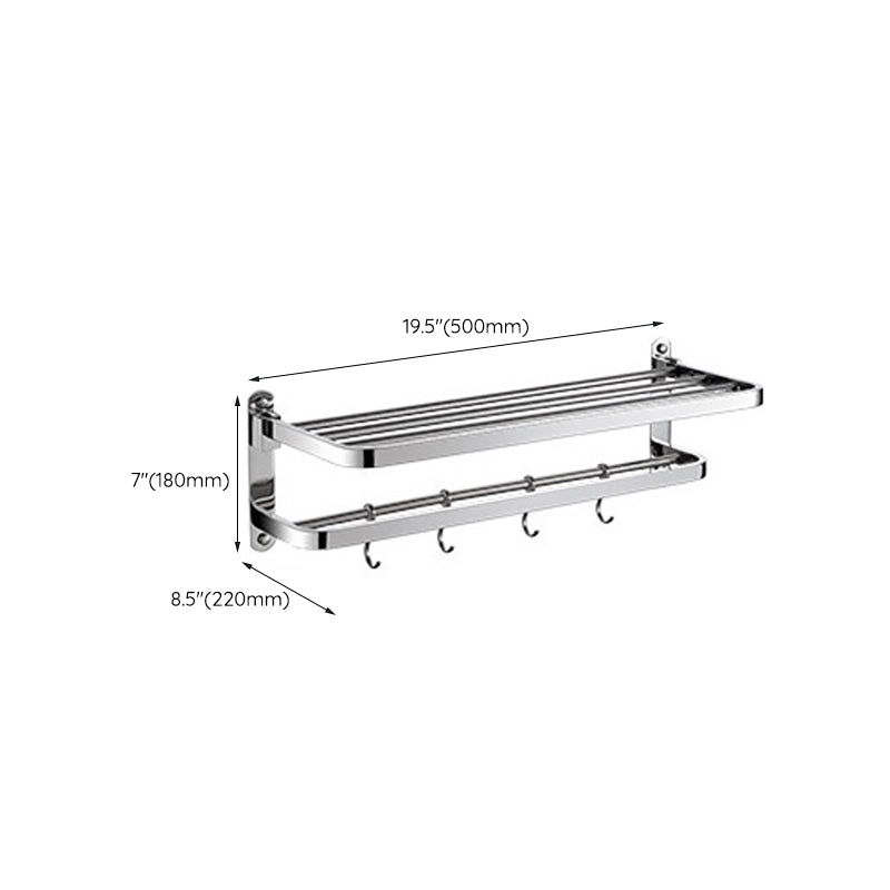 Polished Chrome Modern Bathroom Accessory Set in Stainless Steel with Bath Shelf/Towel Bar
