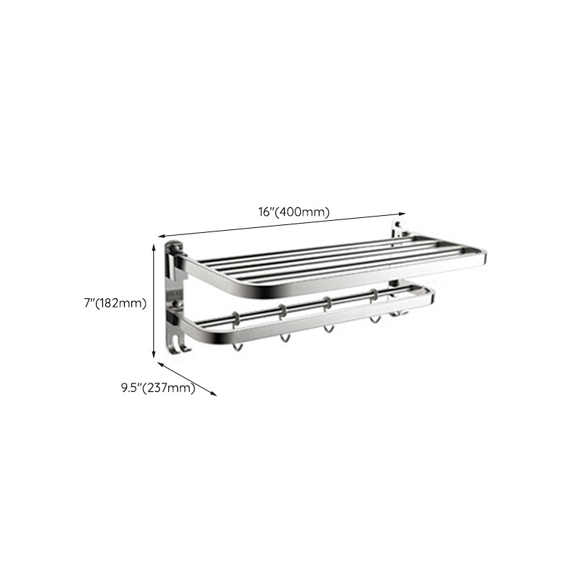 Polished Chrome Modern Bathroom Accessory Set in Stainless Steel with Bath Shelf/Towel Bar