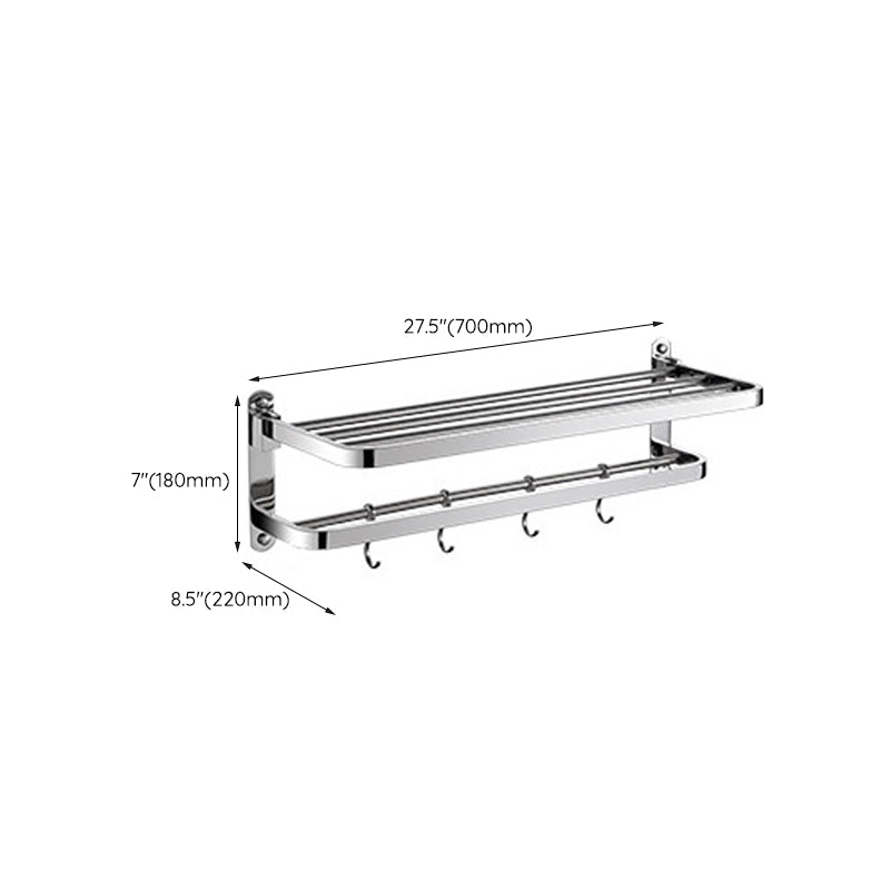 Polished Chrome Modern Bathroom Accessory Set in Stainless Steel with Bath Shelf/Towel Bar
