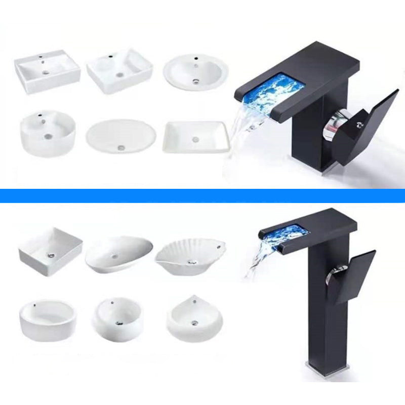 Single-Handle Basin Faucet 1-Hole Widely Used Bathroom Sink Faucet with LED Lighting