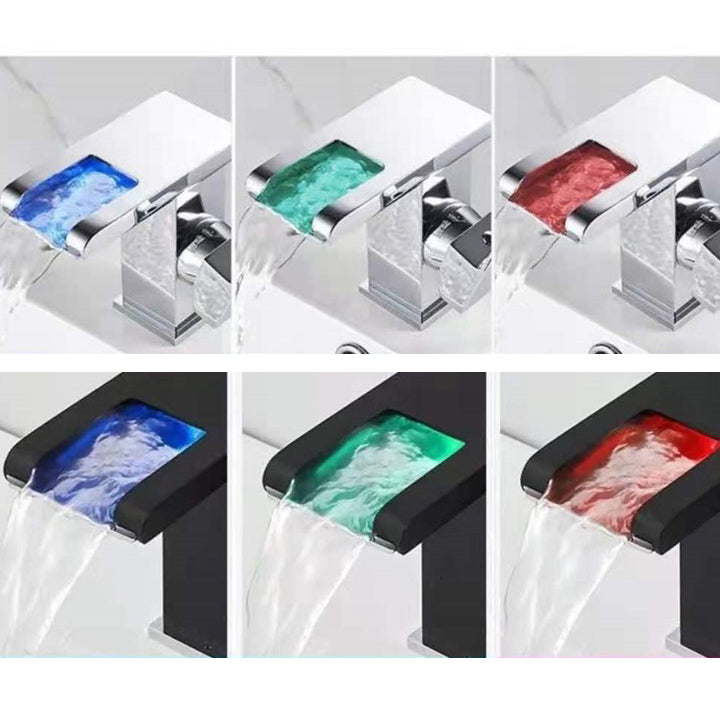 Single-Handle Basin Faucet 1-Hole Widely Used Bathroom Sink Faucet with LED Lighting