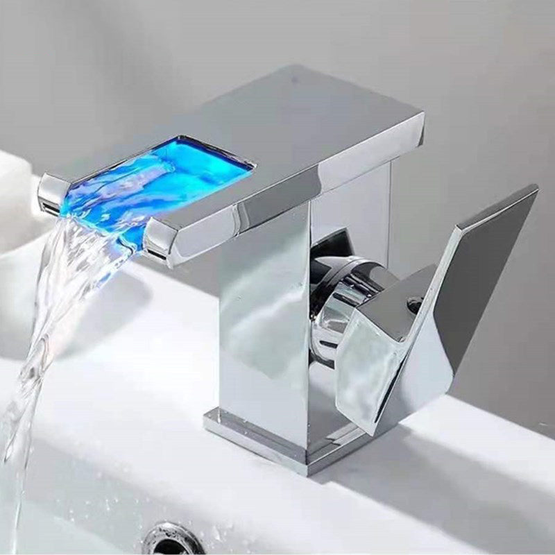 Single-Handle Basin Faucet 1-Hole Widely Used Bathroom Sink Faucet with LED Lighting
