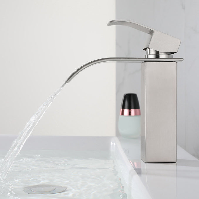 Industrial Faucets Faucet Stainless Steel Lever Handles Waterfall Spout Bathroom Faucet