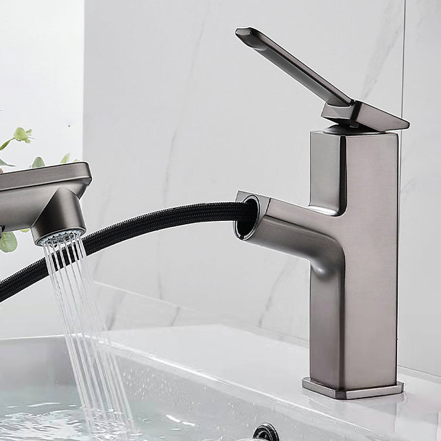Modern Brass Water Faucet Center Mount Bathroom Faucet with Water Hose