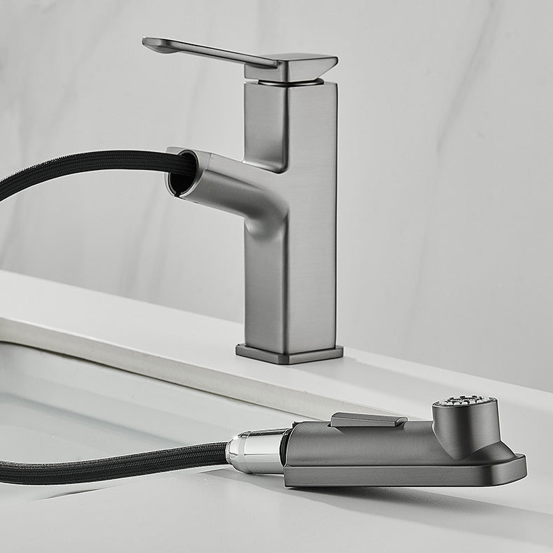 Modern Brass Water Faucet Center Mount Bathroom Faucet with Water Hose