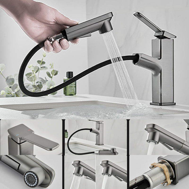 Modern Brass Water Faucet Center Mount Bathroom Faucet with Water Hose