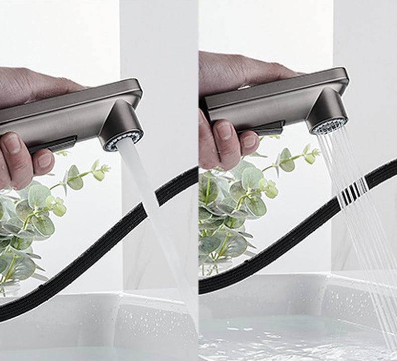 Modern Brass Water Faucet Center Mount Bathroom Faucet with Water Hose