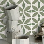 Indoor Vinyl Tiles Floral Pattern Peel and Stick Waterproof Square Vinyl Tile