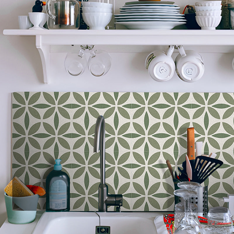 Indoor Vinyl Tiles Floral Pattern Peel and Stick Waterproof Square Vinyl Tile
