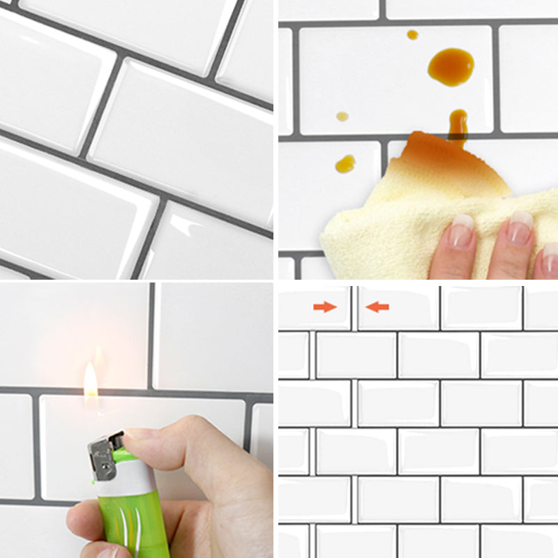Peel & Stick Subway Tiles Plastic Stain Resistant Peel & Stick Subway Tiles 5-Pack