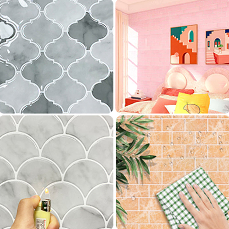 Peel & Stick Subway Tiles Plastic Stain Resistant Peel & Stick Subway Tiles 5-Pack