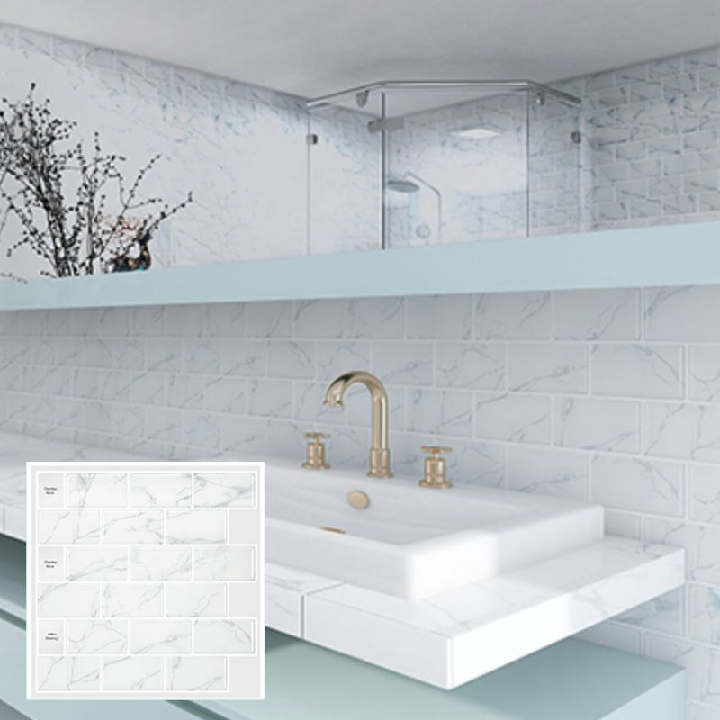 Peel & Stick Subway Tiles Plastic Stain Resistant Peel & Stick Subway Tiles 5-Pack