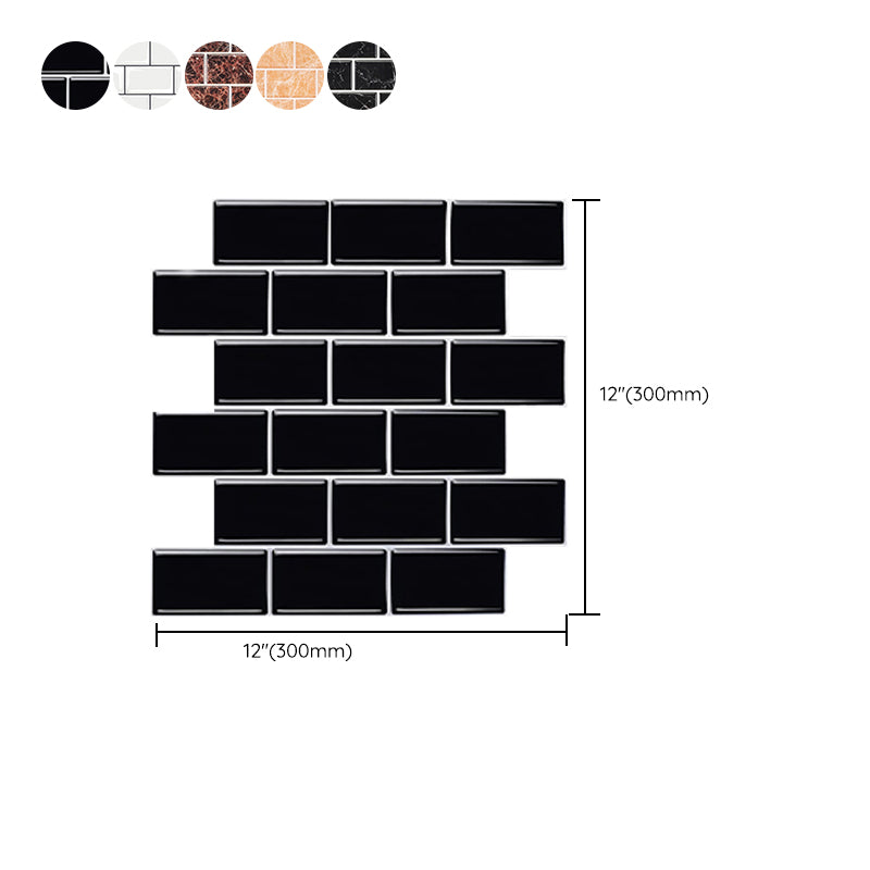 Peel & Stick Subway Tiles Plastic Stain Resistant Peel & Stick Subway Tiles 5-Pack