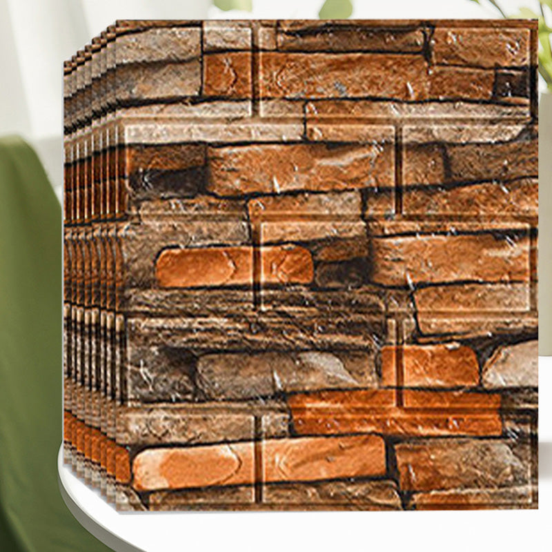 Country House Wall Shelf 3D Brick Living Room Wall Panel Set of 2