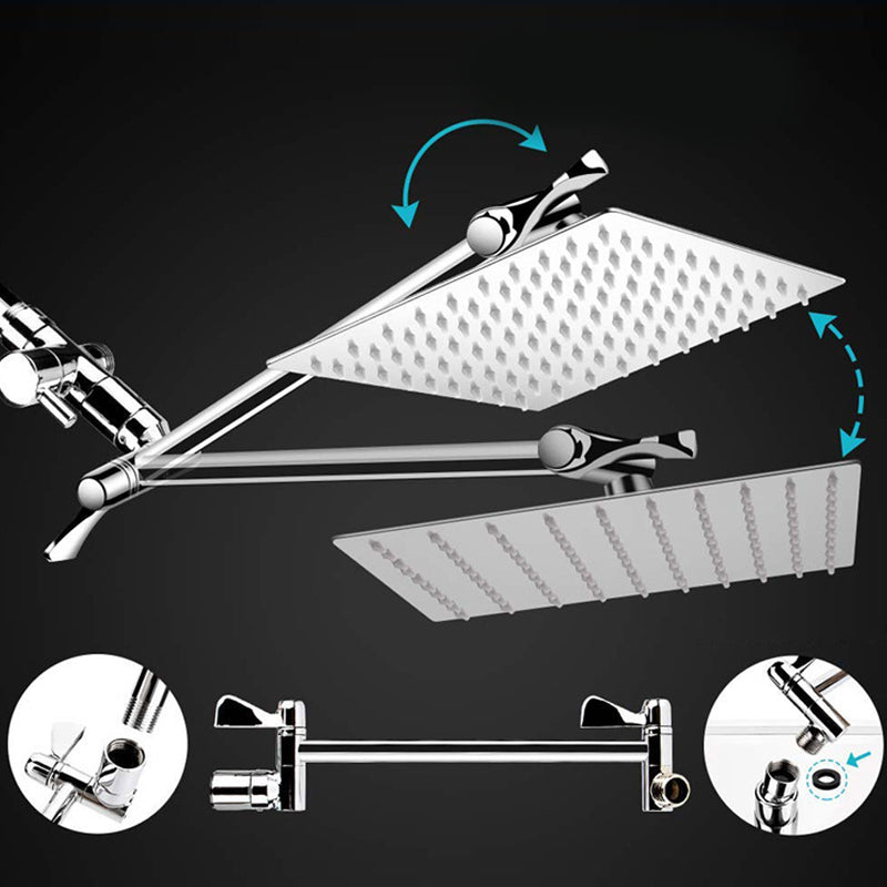 Silver Dual Shower Head 3 Settings Medium Flow Wall Mounted Shower Head