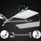 Silver Dual Shower Head 3 Settings Medium Flow Wall Mounted Shower Head