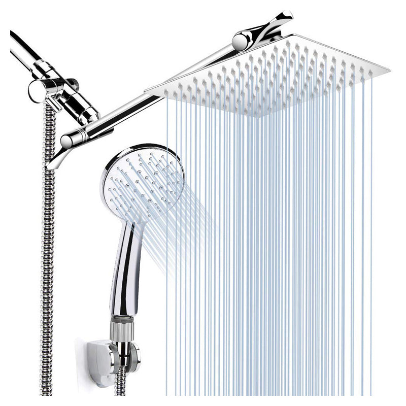 Silver Dual Shower Head 3 Settings Medium Flow Wall Mounted Shower Head